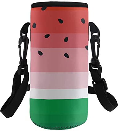 COEQINE Watermelon Print Water Bottle Carrier Bag Case Insulated Neoprene Water Bottle Holder Pouch Cover with Adjustable Shoulder Strap for Stainless Steel/Glass/Plastic Bottle Accessories
