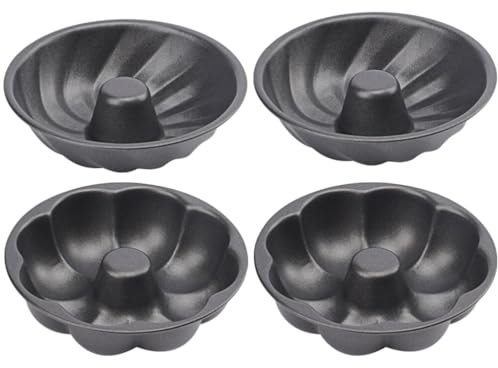 Kichvoe Cake Stencil 4pcs Cake Pan Nonstick Fluted Tube Cake Pans for Bakingcarbon Steel Tube Pan Baking for Buntelet Bavarois Brownie Flan Meatloaf Cake Circle Stencil