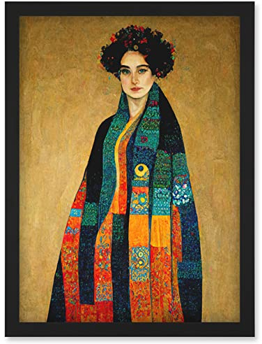 Doppelganger33 LTD Gustav Klimt Inspired Female Portrait Woman Artwork Framed Wall Art Print A4