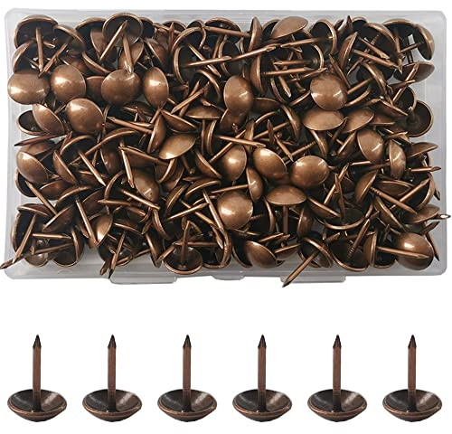 Yosawo 200 Stück Polsternägel Rundkopfnägel Thumbtacks Kopfnägel Möbel Nägel Vintage für Sessel, Möbel, Bett, Dekornagel (Rote Bronze)