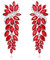 Pendientes de Mujer-Clearine Colgantes Largos de Circonita Cúbica para Novia Estilo Marquesa,Color Rojo Plata-Tono