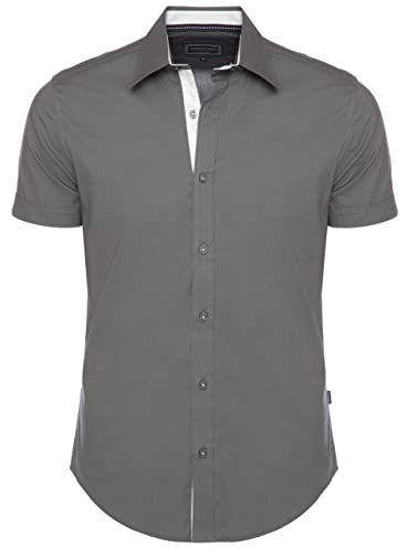Carisma Chemise à manches courtes pour homme - Couleur unie - Tailles S à 5XL - Chemise basique à manches courtes en 97 % coton - Chemise d'été pour homme en coupe droite - Chemise à manches courtes