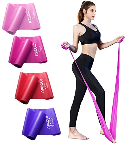 Trainingsband Set mit 4 elastischen Bändern Gymnastikbänder Widerstandsband mit einem Satz von 4 Fitnessbändern für Yoga, Pilates, Physiotherapie