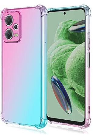 Topme Funda para Teléfono para Redmi Note 12 Pro+ 5G / Redmi Note12 ProPlus (6.67 Inches), Funda para Teléfono Móvil con Gradiente de Color Transparente de Silicona Suave de TPU - Rosado Verde