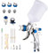 KATSU HVLP Paint Spray Gun Gravity Feed 600CC with 4 Copper Nozzles 1.4/1.7/2.0/2.5mm, Air Regulator with Pressure Gauge and Air Fliter, Pneumatic Air Paint Sprayer for Car Furniture Painting