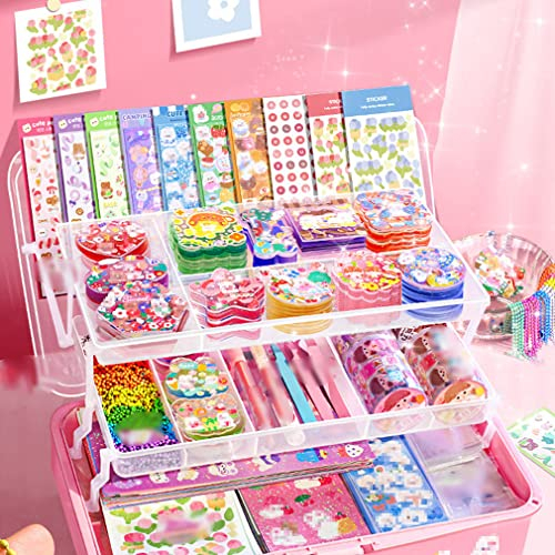 Goo Card Sticker Set, Karten Aufkleber Set, Mädchen DIY Art Activity Hanging Ornament Materialien mit Aufbewahrungsbox Goo Card DIY Set Home Game (413 Stück)
