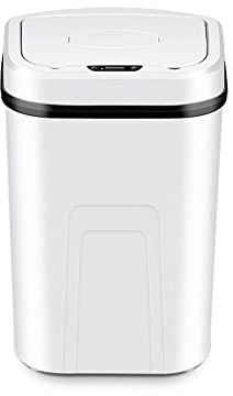 15L Automatic Sensor Kitchen Bin Non-Contact Little Plastic Garbage Bin Square Sensor Waste Dust Bin with Lid for Bathroom Kitchen White