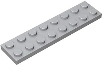 Classic Building Plate 2x8, 50 Piece Light Gray Bulk Plates, Compatible with Lego Parts and Pieces 3034, Compatible with All Major Brick Brands(Colour:Light Gray)