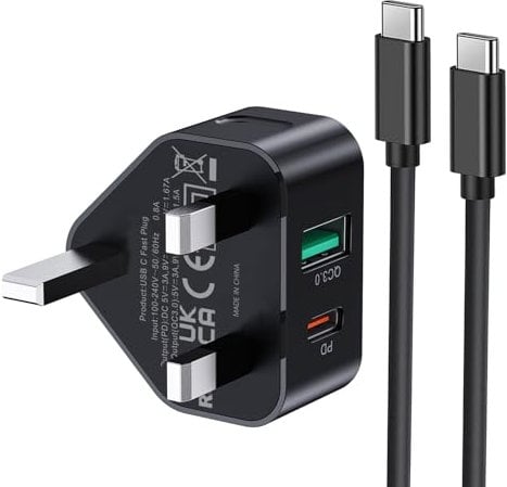 Samsung Fast Charger Plug and Cable, USB C Charge Lead 1M and Type C USBC Plug Charging for Samsung Galaxy S25 S24 S23/S22/S21/S20 A56 A55 A54 A53 A52 A25 A26 A36 A35 A34 A33 A32 A05S/A04S/A16 A15 A14