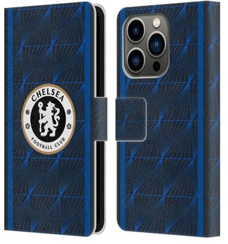 Head Case Designs Officially Licensed Chelsea Football Club Away 2023/24 Kit Leather Flip Case Compatible With Apple iPhone 14 Pro