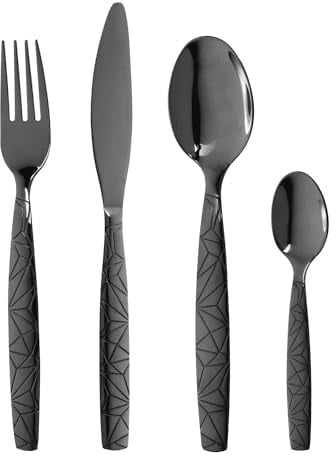 SET 24 POSSIERE 18/0 ACCIAIO PVD MATRIX NERO