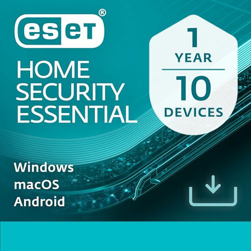 ESET HOME Security Essential 2025 | 10 Devices | 1 Year | Antivirus, Safe Banking & Browsing, Network Inspector, Firewall included| Windows, MacOs & Android | Official UK Activation Code by email