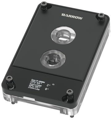 Barrow OLED Display CPU Waterblock with Hardware Monitor, 5v aRGB, AM4 / AM5 - Black