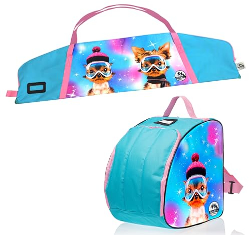 BAMBINIWELT Kinder Skitasche Ski-Schuh-Tasche Set wasserdicht Ski Bag Ski Cover Wintersport Kombi (Modell 3, 145cm)