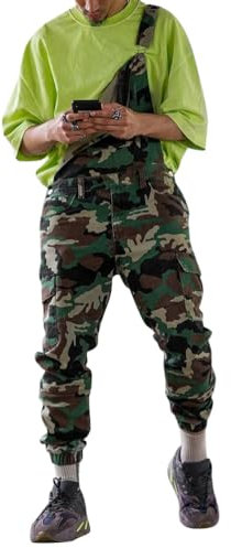 Oanviso Herren Overalls Strap Denim Latzhose Jumpsuit Jeanshose Cargo Jeans mit Hosenträger Retro Jumpsuit Lässiges Arbeitshose Streetwear Arbeitslatzhosen Blau Latzanzug Männer Jumpsuit E 01 XXL