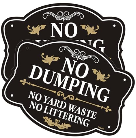 Phyabe 2 Pack No Dumping Sign, No Yard Waste, No Littering, 10 x 7 inch Rust Free Aluminum Sign, Weather Resistant, Waterproof, Durable Ink, Easy to Install
