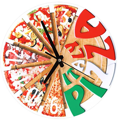 ABOOFAN Horloge Murale Pizza Moderne Horloge Silencieuse pour Décoration De Cuisine Et Salon Idéale Crémaillère