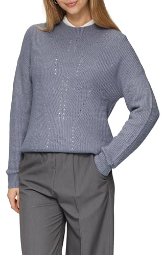 QS Flauschiger Strickpullover mit Ajourmuster