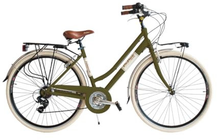 Via Veneto Bazam - Damenfahrrad Elegance Lady, 28 Zoll, 18-Gang, Größe 50, Oase-Grün, Retro-City Bike aus Aluminium | VV615AL