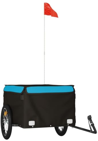 vidaXL Rimorchio da Bici Nero e Blu 45 kg in Ferro