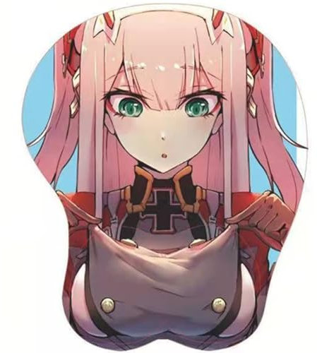 TANSHOW Darling in The Franxx Zero Two Mauspad mit Handgelenkstütze Komfort Silica Gel Handgelenkstütze Unterstützung Matte Mäuse 3D Mauspad Merch für Computer Milch Faser Stoff (12)