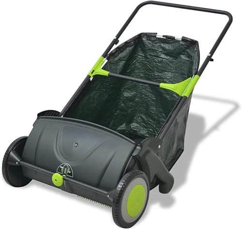 Rasenkehrmaschine Kehrmaschine 103 L Reinigungsbreite 55 cm Schwarz und Grün