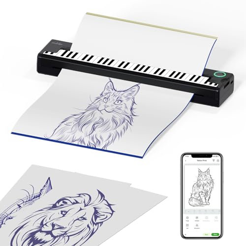 PeriPage Tattoo Maschine Schablonendrucker, Tattoo Drucker kompatibel mit Smartphone & PC, Tattoo Transfer Drucker für Künstler
