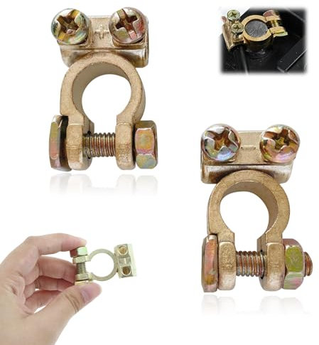 2 Pcs Battery Terminals Connectors, 12V/24V Universal Heavy Duty Stud Type Battery Connector Clamp, Positive & Negative Battery Cable Terminals for Car, Caravan, Motorbike