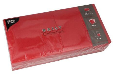 PAPSTAR Servietten Daily Collection 1/4-Falz 32 cm x 32 cm Bordeaux 89641 Tissue-Servietten Papier-Servietten, 150 Stück
