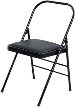 Eqvexd Folding Chair Backless Double Braced,Metal Chair Yoga Auxiliary Chair,Foldable Yoga Chair for Balance Training,Abs Core, Balance Handstand,Flexibility,Black