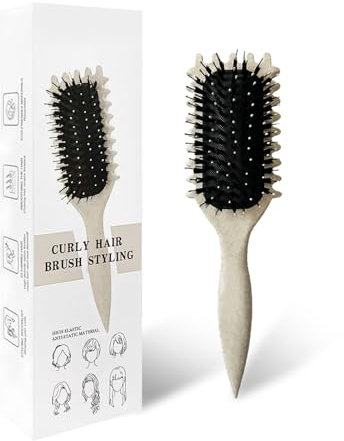 Lockenbürste, Curl Hair Brush, Haarbürste zum Kämmen und Formen von Männer- und Frauenlocken, um das Ziehen zu reduzieren, Nylonborsten, Lockenverstärker, Unisex (Beige, 24 cm)