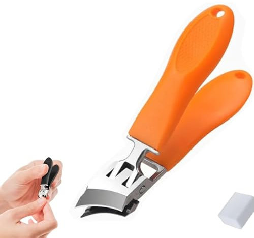 Coupe-ongles incliné anti-éclaboussures à large ouverture de la mâchoire, coupe-ongles sans éclaboussures, coupe-ongles incurvés, coupe-ongles inclinés, coupe-ongles incurvés à long manche (Orange)
