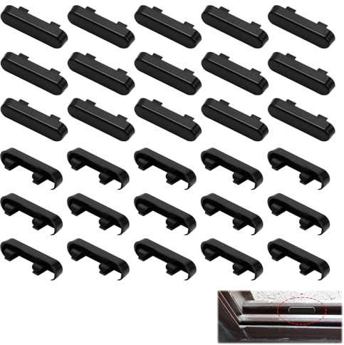 Kasoud Bouchons de drainage de rechange pour trou de larmage - Capuchons de vidange à double vitrage - Capuchons de protection pour grille d'aération de fenêtre en PVC - Noir