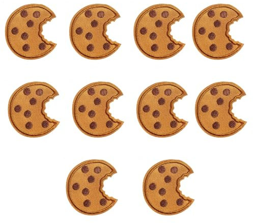 Cookie Aufnäher,Aufnäher zum Aufbügeln 30 Cookies Kekse Bestickter Stoffaufkleber Dekorativer Keksaufnäher Patch Gesticktes Etikett Gebügeltes Gesticktes Abzeichen (10pcs)