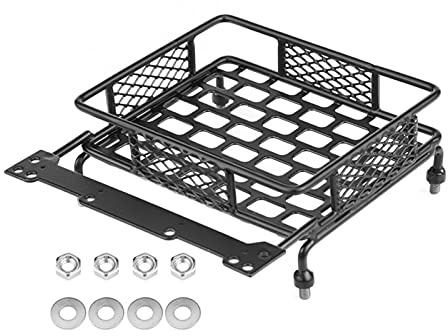 Pexorin Gepäckablage-Dachgepäckträger, for Tamiya, CC01/CR01/D90/SCX10 1/8 1/10 RC Crawler Kletterauto L/M/S Größe Stahl Spielzeugauto-Abenteuer-Dachträger(S Size)