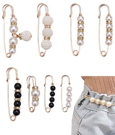 MYGLOAR 8 Stück Anstecknadeln, Broschen, Perlenbroschen, Sicherheitsnadeln zum Valentinstag - Perlennadeln als Deko, Geschenk und Partyzubehör, anstecker pin,weihnachtsbrosche,sicherheitsnadeln groß