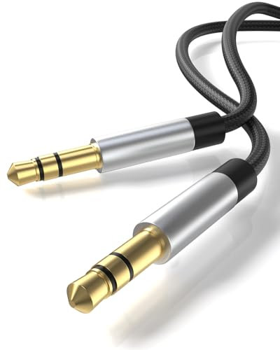 Bicmice Aux Cord 3.5mm Audio Kabel für Kopfhörer,Auto Stereo,Tablet,Lautsprecher,Smartphone,TV,Laptop,HI-FI System Nylon geflochtene Zusatzkabel männlich zu männlich mit 24K Gold Plated-1M/3.3Ft