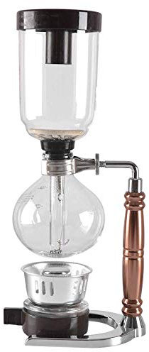 IUBGFTO Cafetera Moka Cafetera con sifón Cafetera con sifón para té Cafetera al vacío Tipo de Vidrio Filtro para máquina de café 3 Tazas, Plata (Oro)