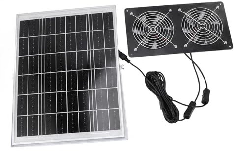 Hztyyier Solar Angetriebener Lüfter -Kit mit Zwei Schalter Ideal für Hühnerbummel und Gewächshäuser in der Innenhäuser Im Freien mit Auspuff- und Einlassoptionen