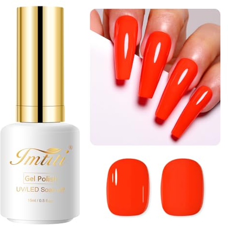 Imtiti Neon Gel Nail Polish, 15ML Orange Red gel polish Autumn Winter Soak Off LED UV Art Starter Manicure Salon