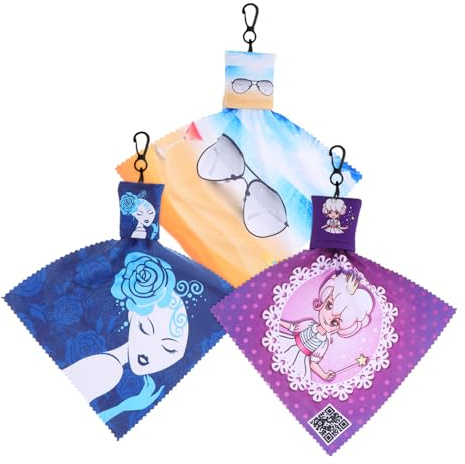 Vaguelly 3pcs Microfiber Lens Cleaning Cloths Keychain Eyeglass Cleaner Wipes for Sunglasses Smartphones Cameras Portable Scratch Remover Accessories