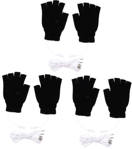 TOYANDONA 3paare USB Heizende Wollhandschuhe Für Winter -fingerhandschuhe Für Laptops Handwärmer Für Drinnen Und Draußen Flexibel Und Langlebig Für Sport Und Spiele