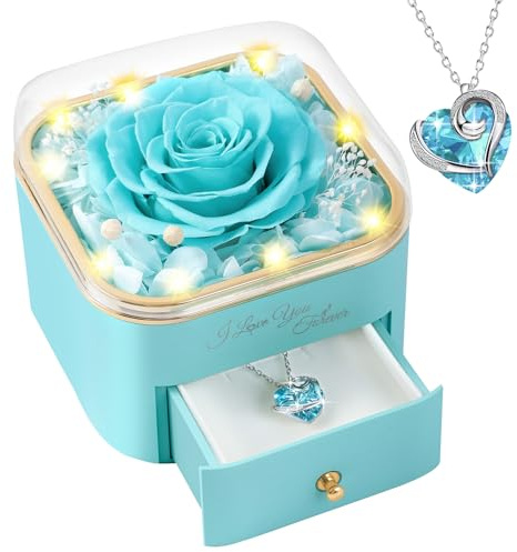 PatNlevs Ewige Rosen Geschenke für Frauen, Perfekt für Mama, Freundin, Ehefrau & mehr,Behaltene Unendliche Rosenbox - Ideales Geburtstag, Jubiläum, Weihnachten, Muttertag (Hellblau)