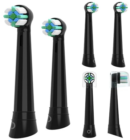 Zahnbürstenköpfe für Oral-B iO elektrische Zahnbürste 2/3/4/5/6/7/8/9/10 Serie, Kompatibel mit Oral-B IO, geeignet für empfindliche Zahnfleisch, tiefere Plaqueentfernung, 6 Stück, schwarz