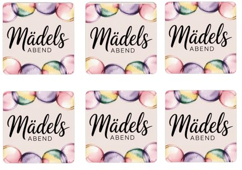 Mädelsabend Pastell 6er Set Untersetzer aus Holz Lustige Untersetzer für stilvolle Abende mit den besten Freundinnnen