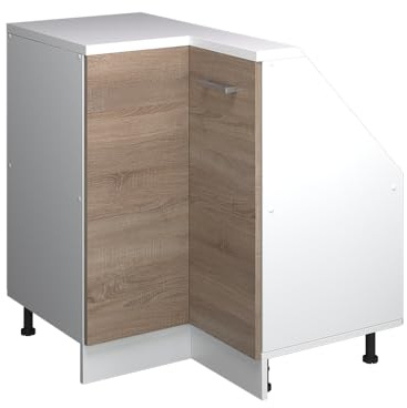 Vicco Dachschrägen-Eckschrank Rion, Sonoma/Weiß | B75.6 x T46 cm, mit 1 Tür, platzsparend für Dachschrägen