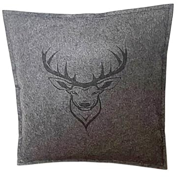 Generisch Sofakissen aus Filz 45 x 45 cm mit Hirschmotiv – Handgefertigtes Wohnkissen in Grau für Wohnzimmer & Sessel