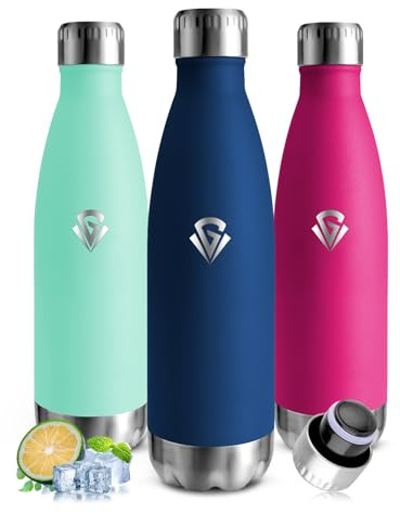 Mujigaga Borraccia Termica 500 ml, Borraccia Bambini Senza BPA, a Prova di Perdite, Isolamento Sottovuoto, Borracce Acciaio Inox, Bottiglia Termica per Ciclismo, Esterni, Lavoro