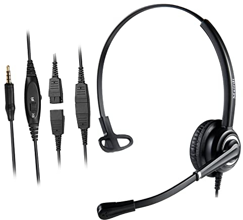 MAIRDI Cell Phone Headset with Microphone Noise Canceling, Mono 3.5mm Headset for iPhone Samsung PC Laptops Mac Tablets, w/Mic Mute & Call Button for Call Center Office Teams Skype Clear Chat