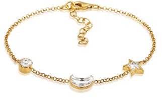 Elli Armband Damen Astro Stern Mond mit Kristalle in 925 Sterling Silber vergoldet